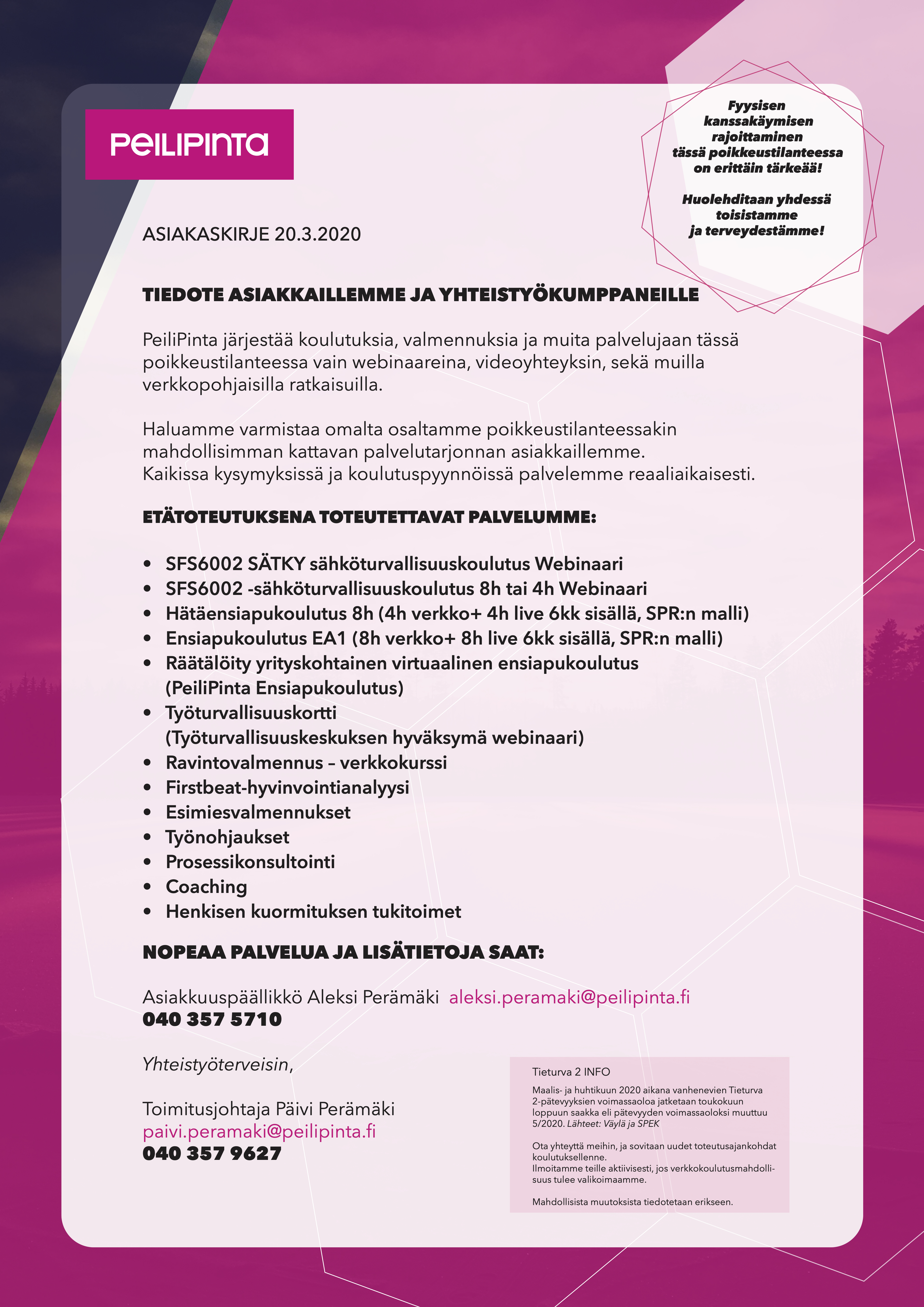 Asiakaskirje 20.3.2020